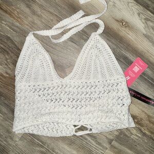 ROMWE Elegant White Crochet Top